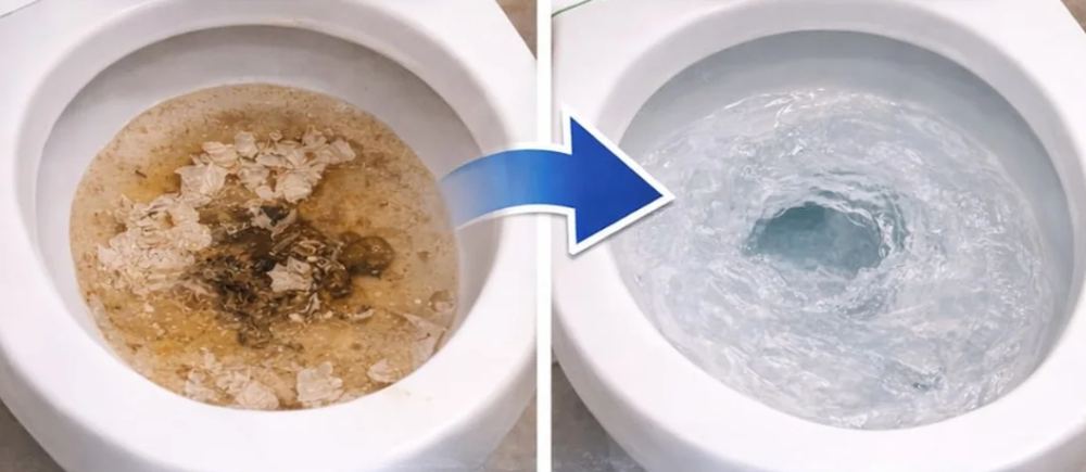 WC bouché avant intervention et cuvette qui s'évacue normalement après le débouchage